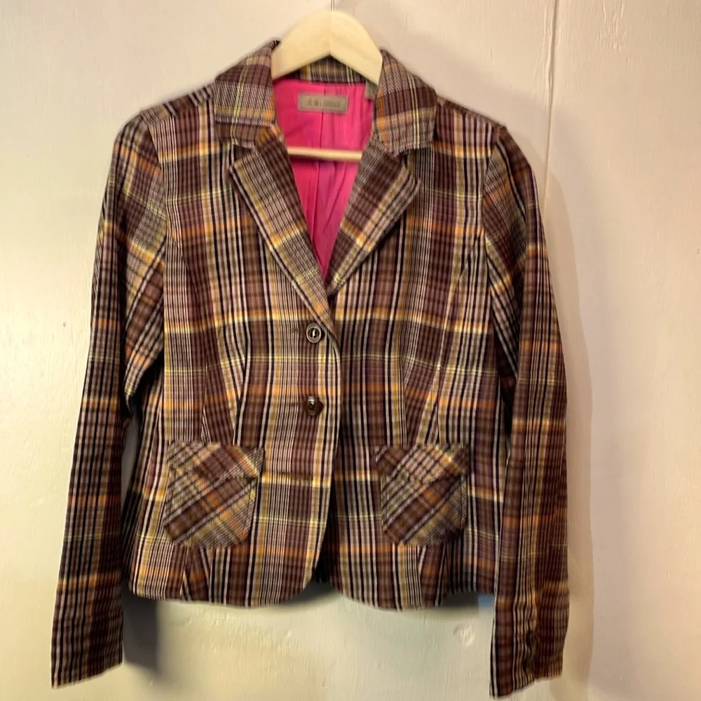 I.E. relaxed Plaid Wool-Blend Waist Length Versatile Statement Jacket - M-#0037 - Picture 1 of 12